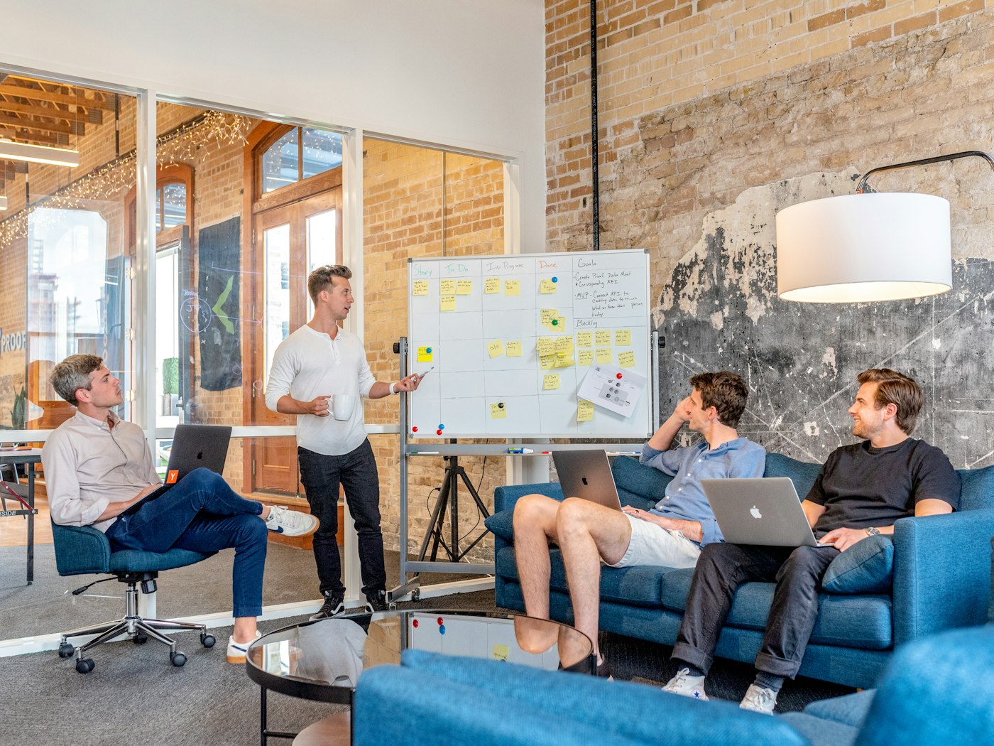 Team workshop in a bright, open office